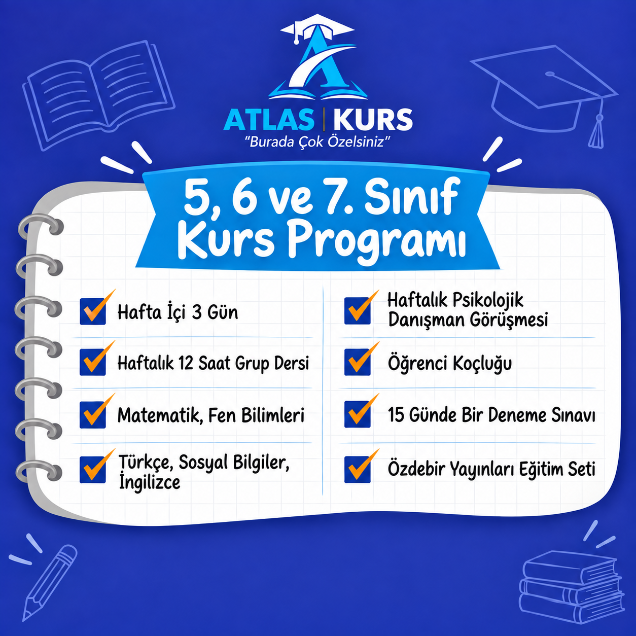 5, 6 ve 7. Sınıflara Özel Kapsamlı Kurs Programı